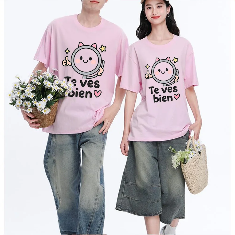 Cute Cartoon Moon Cat Printed T Shirt Breathable Fabric S-XXL Personalized Custom Aesthetic Graphic Top Unisex Fit Casual Short