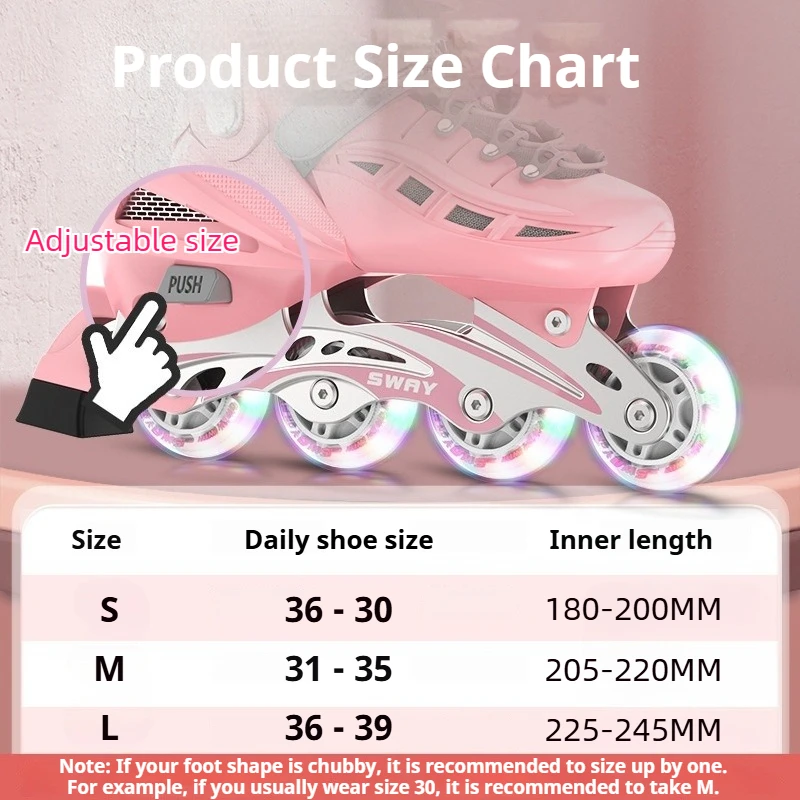 أطفال حذاء تزلج بعجلات قابل للتعديل زلاجات دوارة عجلات وامضة بنين بنات الشباب المبتدئين التدريب في الهواء الطلق أحذية التزلج الرياضية
