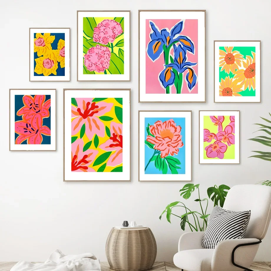 

Abstract Flower Peony Lily Leafy Ficus Wall Art Canvas Painting Nordic Posters And Prints Wall Pictures For Living Room Decor