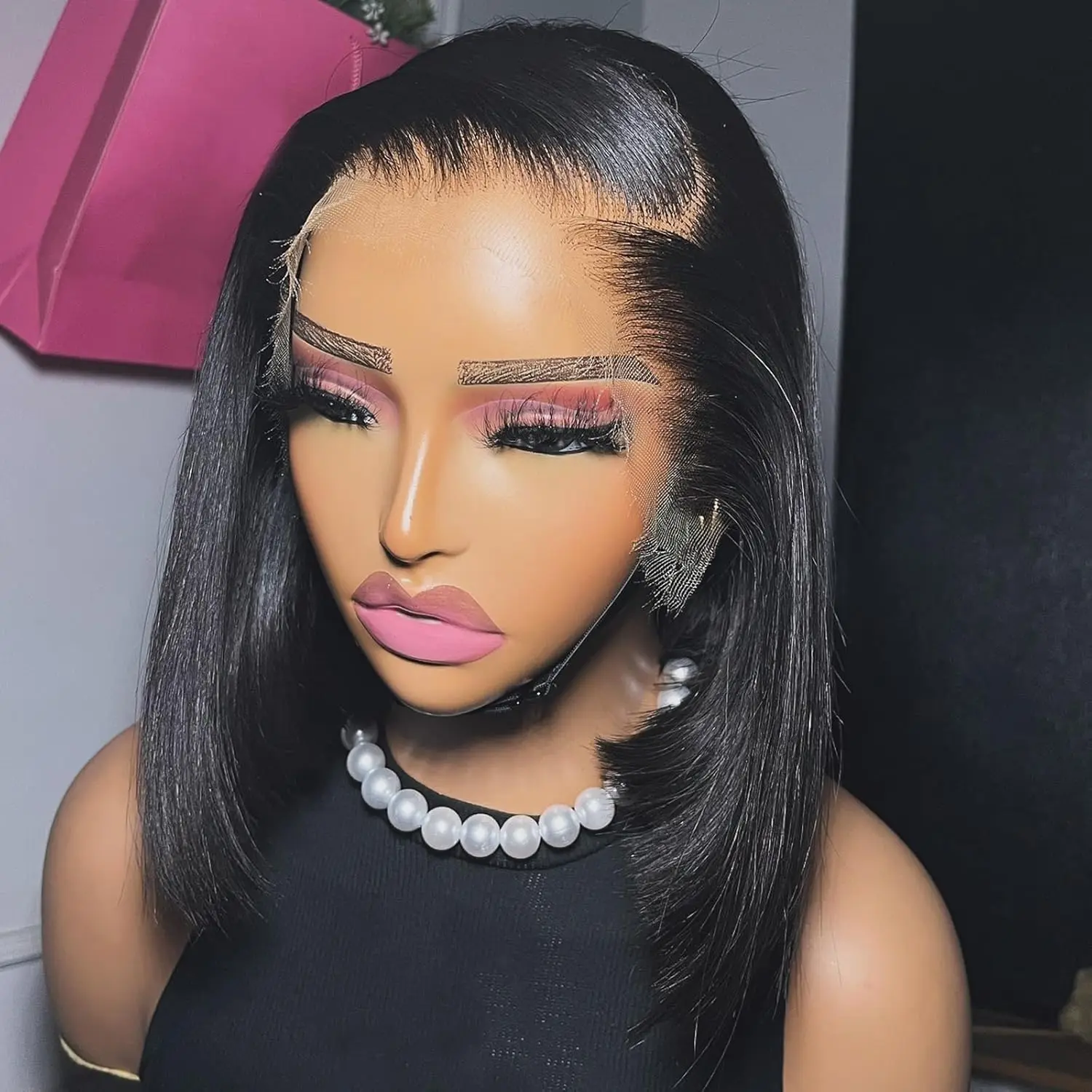 

Вьетнамский прямой боб из натуральных волос, короткий парик, 13x4, кружевной фронтальный парик, 100% человеческие волосы, предварительно выщипанный парик, 16 дюймов, 200%