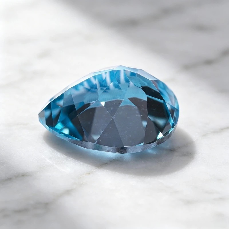 Laborgezüchteter Saphir in Birnenform, Aquamarin-Edelstein für DIY-Anhänger, Ringe, Halsketten, Ohrringe, Herstellungsmaterialien, wählbar mit Zertifikat – Detail 2