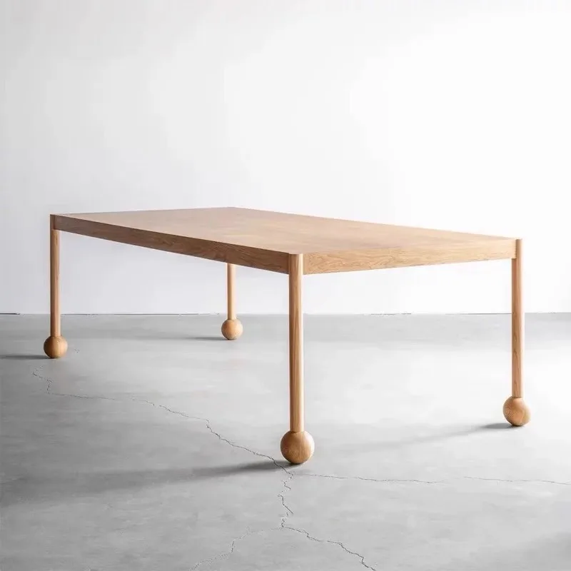wood dining table and chair combination, small apartment living room long dining table negotiation table desk family workbench