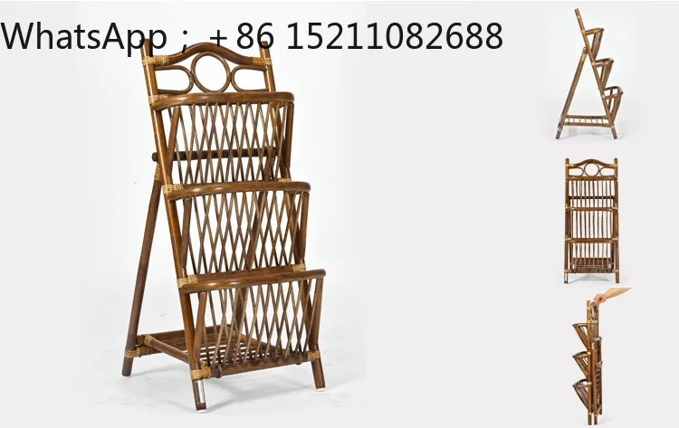 SCY rattan book and newspaper rack, simple rattan rack, creative floor newspaper and newspaper rack