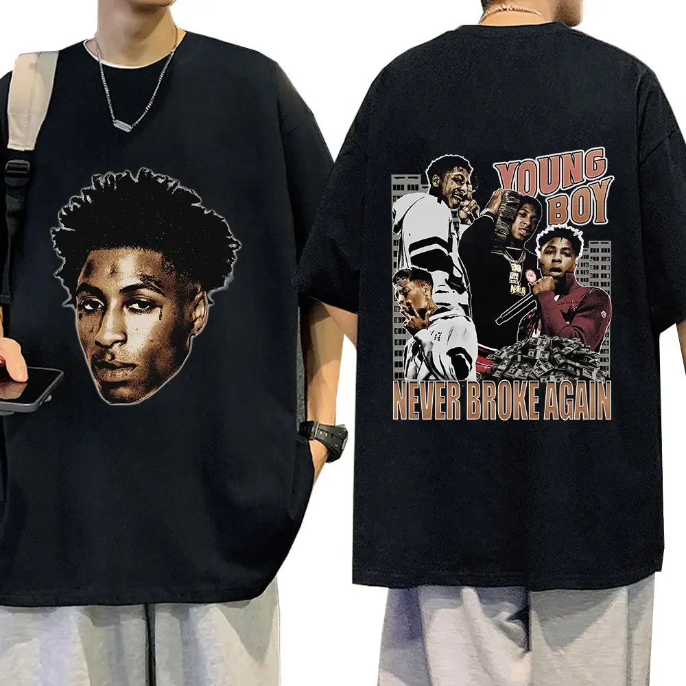 Rapper YoungBoy Never Broke Again T Shirt High Quality Aesthetics Short Sleeves Oversized T-shirt Men's Hip Hop Vintage T Shirts