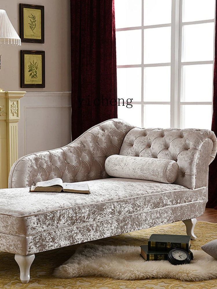 ZC Chaise Longue Beauty Bed Bedroom Balcony Solid Wood Fabric Chaise Longue