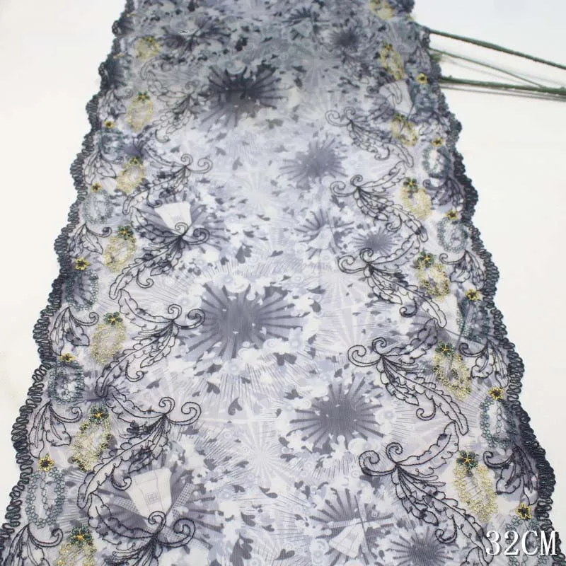 

32 ярда двусторонней вышитой кружевной тесьмы для подола юбки, ткани для шитья одежды, материалов для рукоделия, пошива платьев