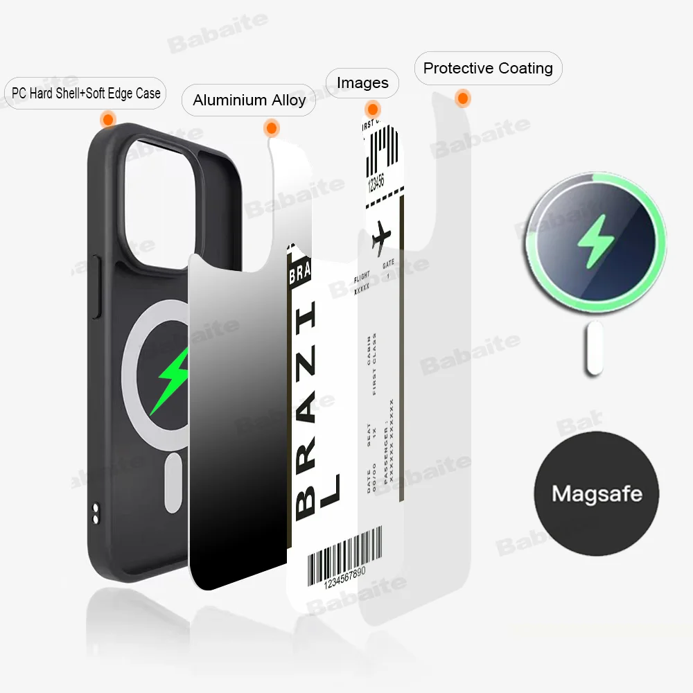 Cute FIRST CLASS PLANE TICKET Phone Case Magnetic Case For iPhone 16 14 13 11 15 Pro Max Plus For Magsafe Wireless Charge Cover