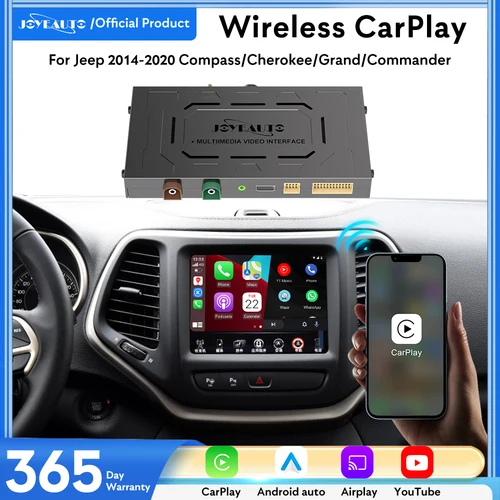 JoyeAuto-interfaz inalámbrica Apple Carplay Android Auto para JEEP 2014-2020, brújula Cherokee Grand Cherokee Uconnect Mirror-Link