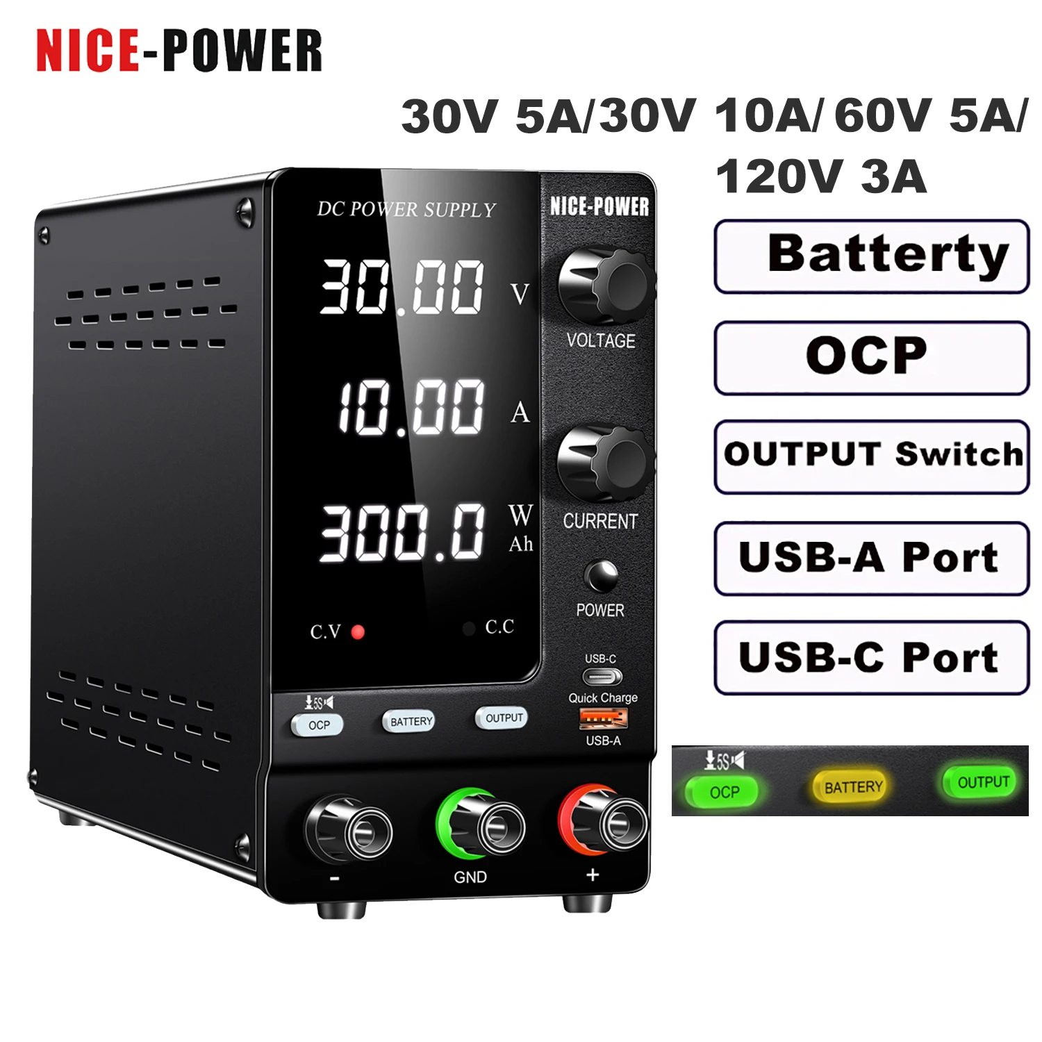 

DC Regulated Lab Power Supply Adjustable 30V 10A Voltage Regulator 60V 5A Stabilizer Switch Bench Power Source For Repair Test