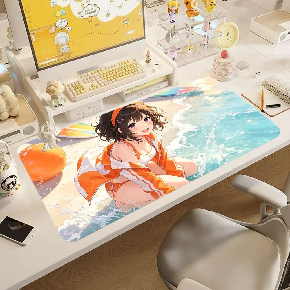 Large size mousepad tropical beach anime beauty table mat pad keyboard game card pad for laptop office desktop bedroom learning