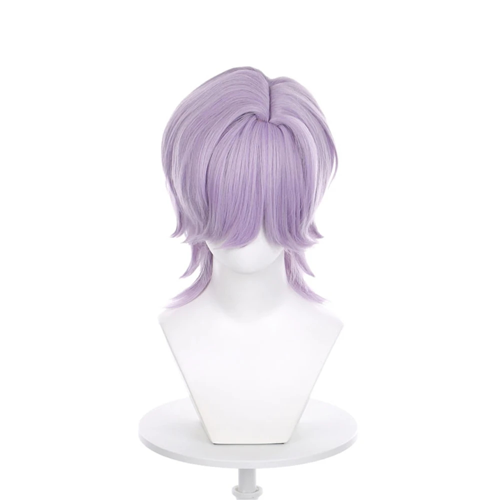 Light Purple Short Cosplay Wig with Middle Part and Flipped Ends for Anime Halloween Costume Role Play