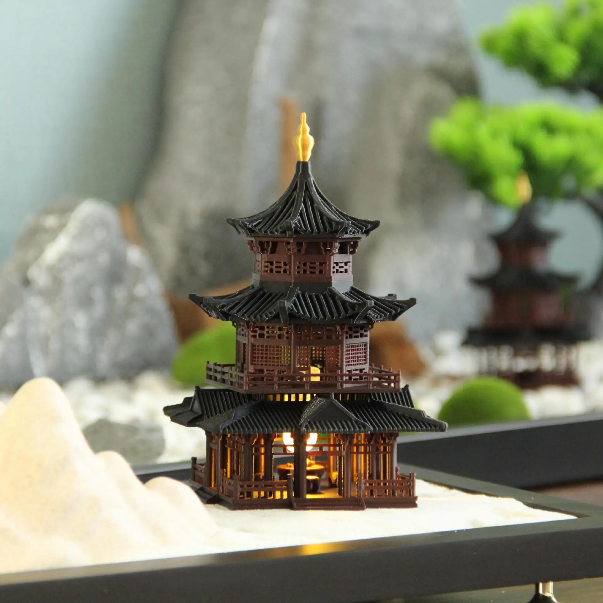

Mini Pagoda Statue Hexagon Pavilion Aquarium Decoration Dollhouse Decor Asian Zen Garden Accessories Zen Garden Sculpture Asian