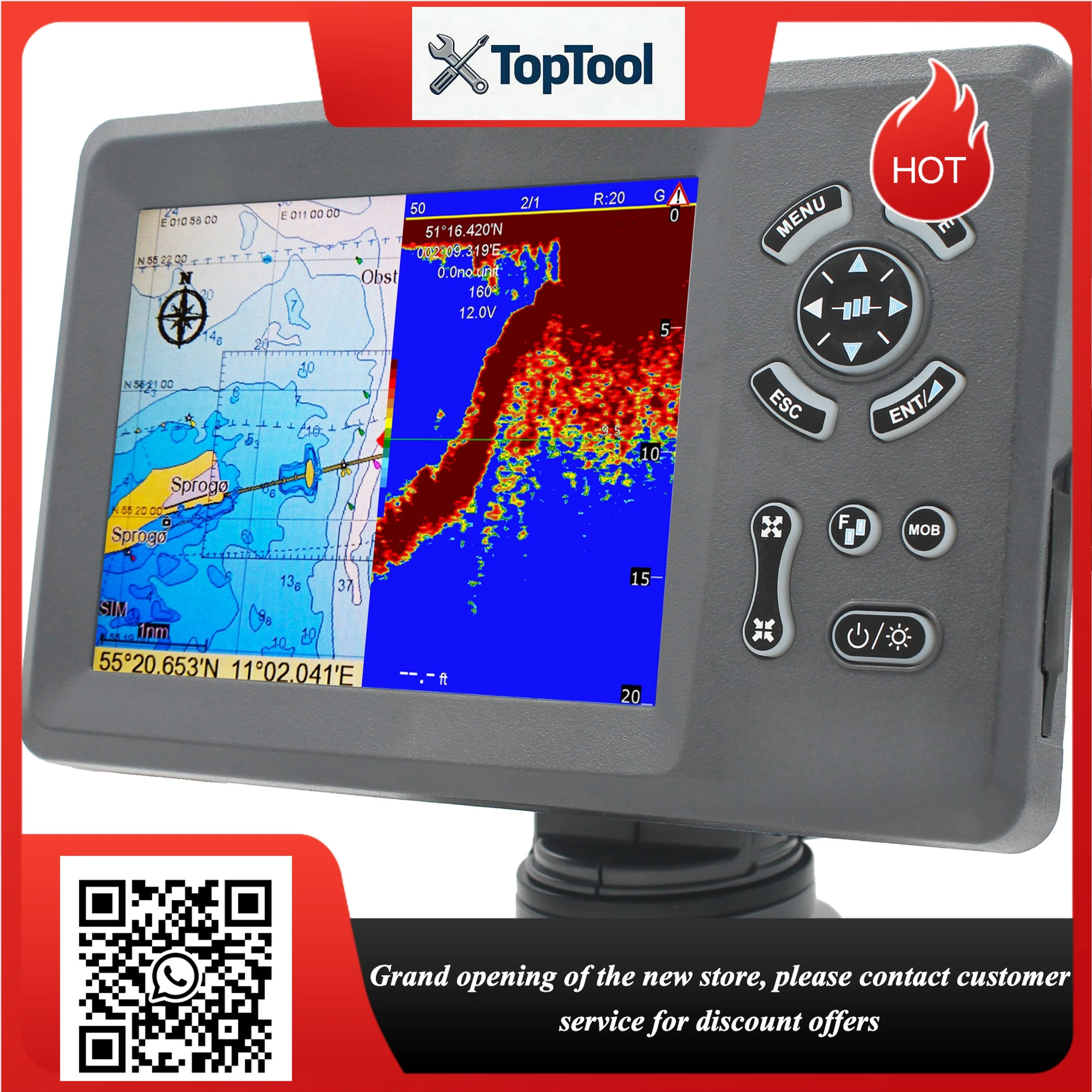 7inch  marine GPS combo transducer Color LCD GPS plotter Combo with Fishfinder GPS +FISH FINDER+ Class B AIS