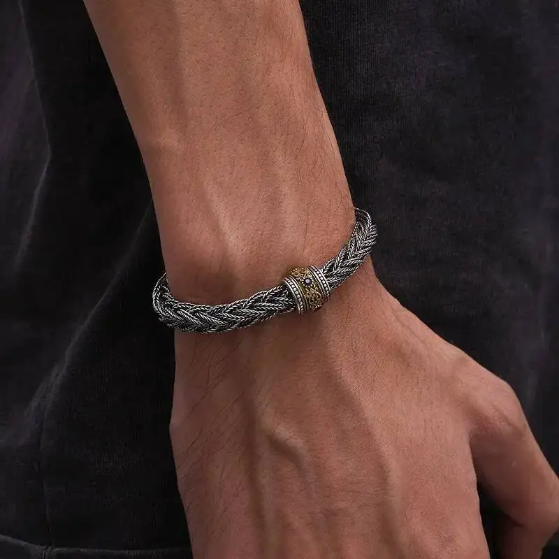 

925 Sterling Silver 5MM Braided Bracelets For Men Trendy Personalized Passepartout Lucky Bracelet Gift For Him 18/19/20/21/22CM