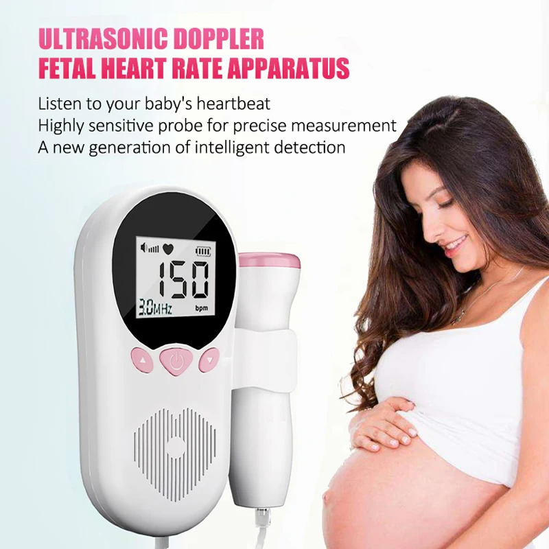 Ultrasound Doppler Fetal Baby Heart Rate Detector Portable Heartbeat Monitor Pregnant Women No Radiation Built-in speakers