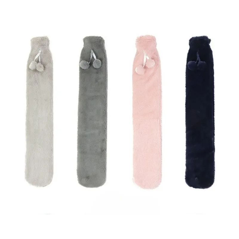 

53x10cm Long Hot Water Bottles Bag Pink Gray Removable Cover Extra Long Rubber Hot Water Bottle Waist Hand Foot Warmer