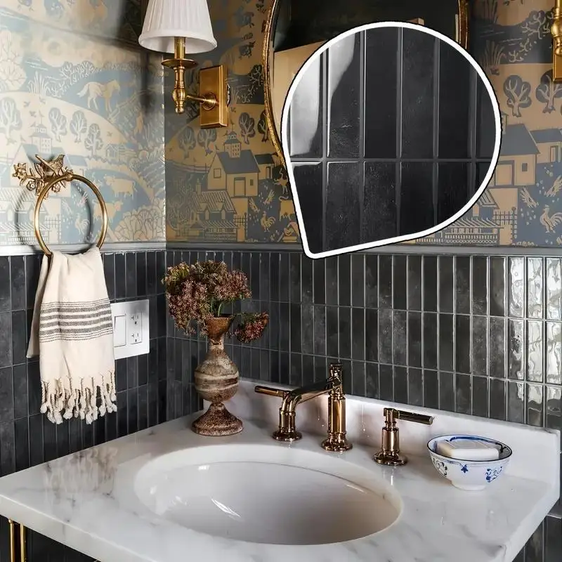 5-20 Pieces New Tile Sticker Self-adhesive, 22.9x29cm Green Tile Backsplash Bathroom Wall Tile Sticker, Water and Mold Resistant