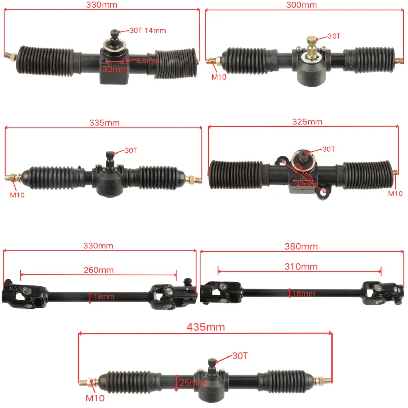 

Go Kart Power Steering Gear Rack Pinion Assy 300mm 320mm 420mm Fit for DIY China ATV Karting UTV Buggy Quad Bike Accessories
