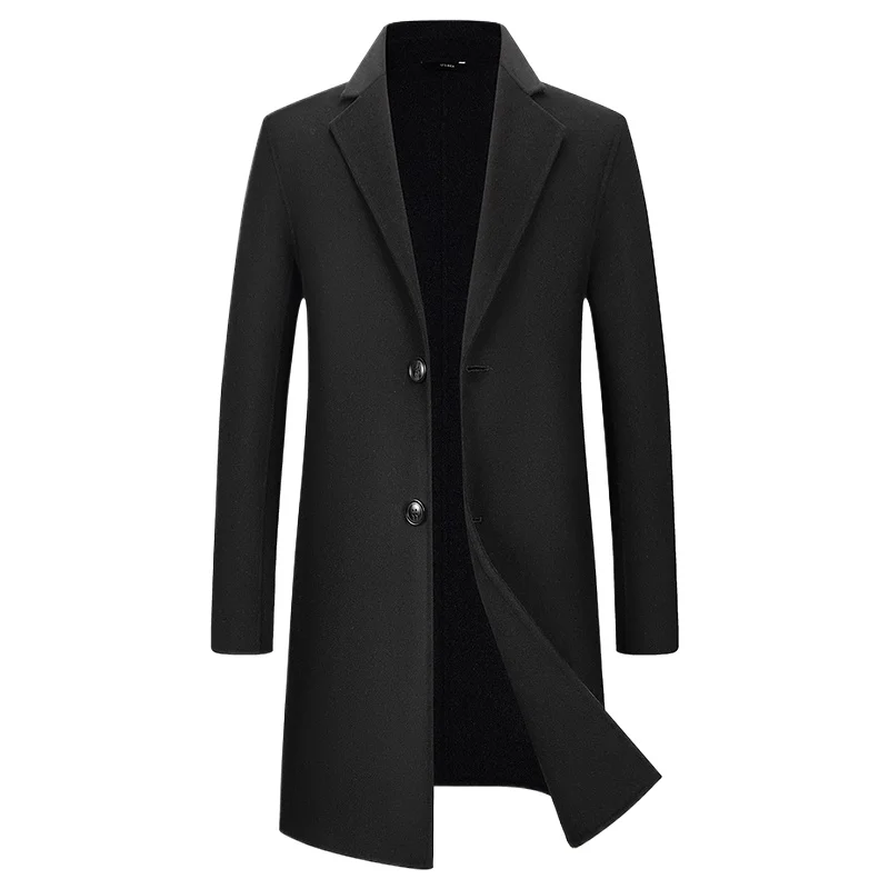 2024 Autumn and Winter New High-quality Fashion Men's Woolen Coat in The Long Business Casual All-in-one Wool Double-sided