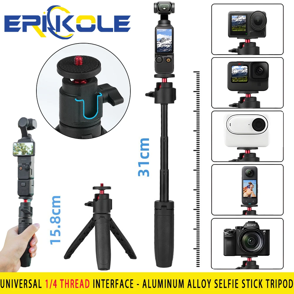 Treppiede con asta di prolunga per DJI OSMO Pocket 3 accessori telescopici per Selfie Stick per Pocket 2 / 3 GoPro Insta360 Action Camera