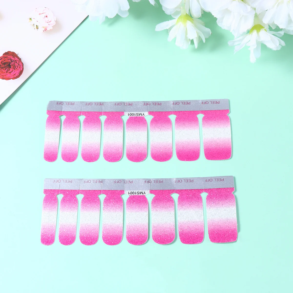 48Pcs Gradual Shade Nail Stickers Unique Art DIY Christmas Halloween Party Safe Material Pink Nail Sticker Fake Nails