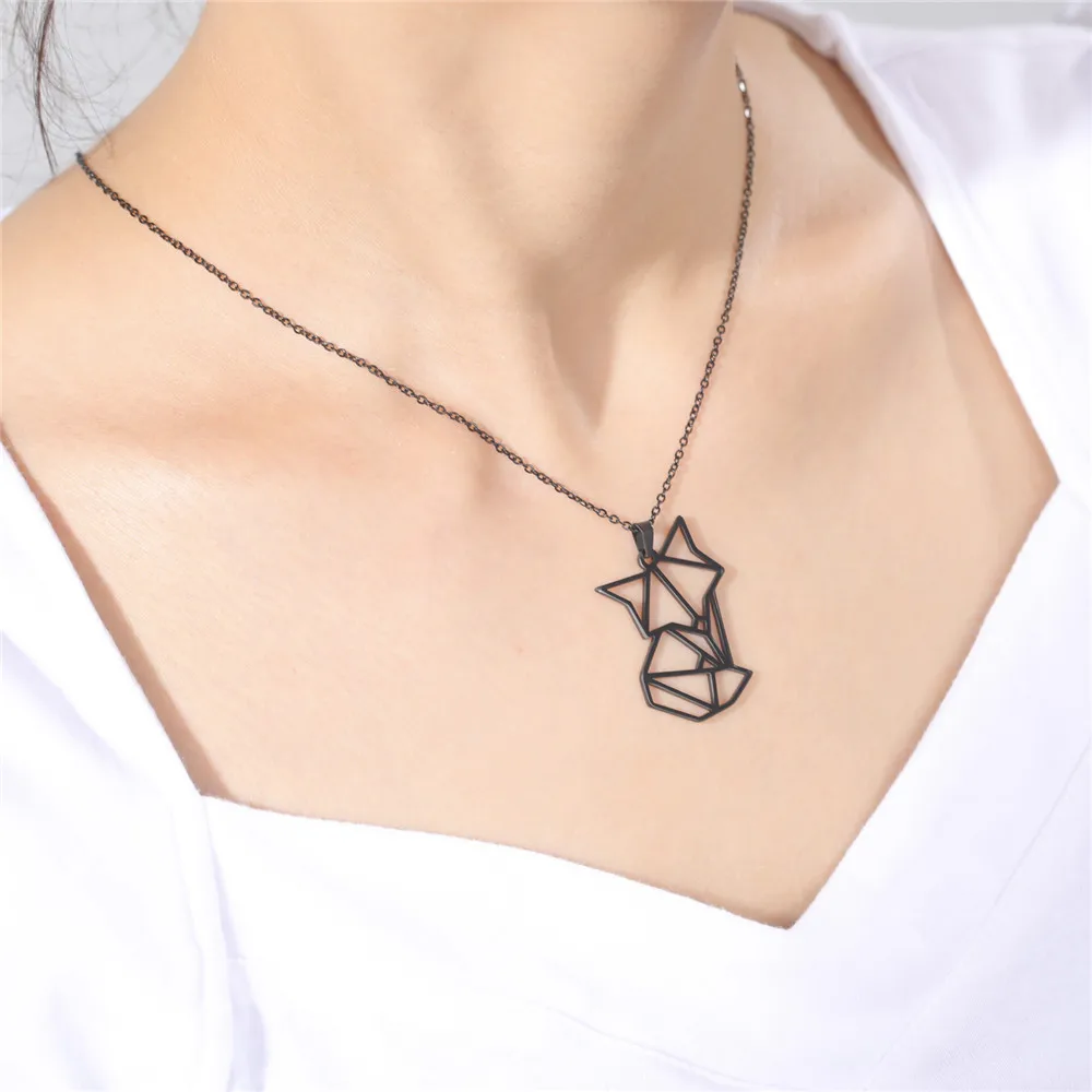 Skyrim Goldfarbenes Amulett Fuchs Tier Anhänger Halskette Edelstahl Statement Choker Kette Schmuck Accessoire für Frauen – Detail 14