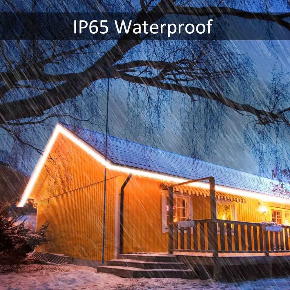 49.2ft RGB LED حبل ضوء، شريط ذكي خارجي مع مزامنة الموسيقى، التطبيق وجهاز التحكم عن بعد RF، عكس الضوء لإضاءة الحديقة والحفلات، 2 #4