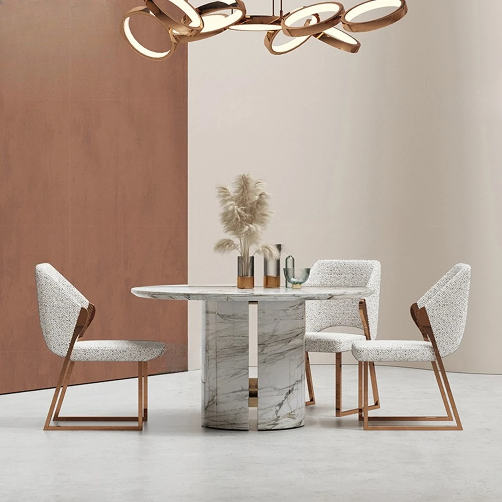 كرسي طعام فاخر وخفيف الوزن كرسي مطعم فاخر كرسي خلفي من الفولاذ المقاوم للصدأ باللون الذهبي الوردي #3