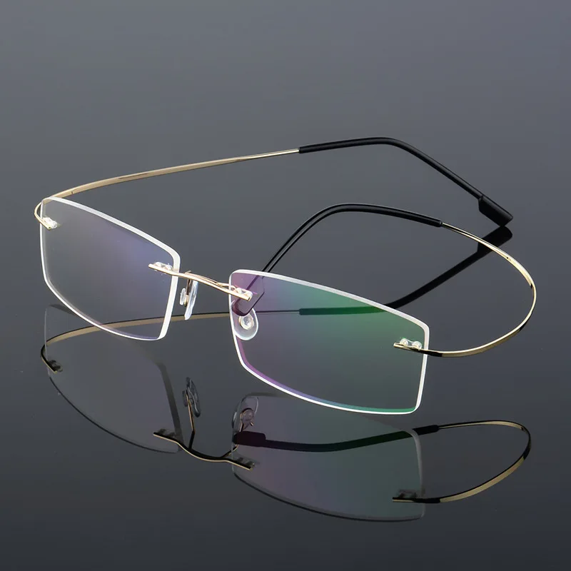 Titanium Alloy Ultra-Elastic Frameless Metal Glasses Frame for Men and Women, Rimless Myopia Prescription Glass Frames FJ868