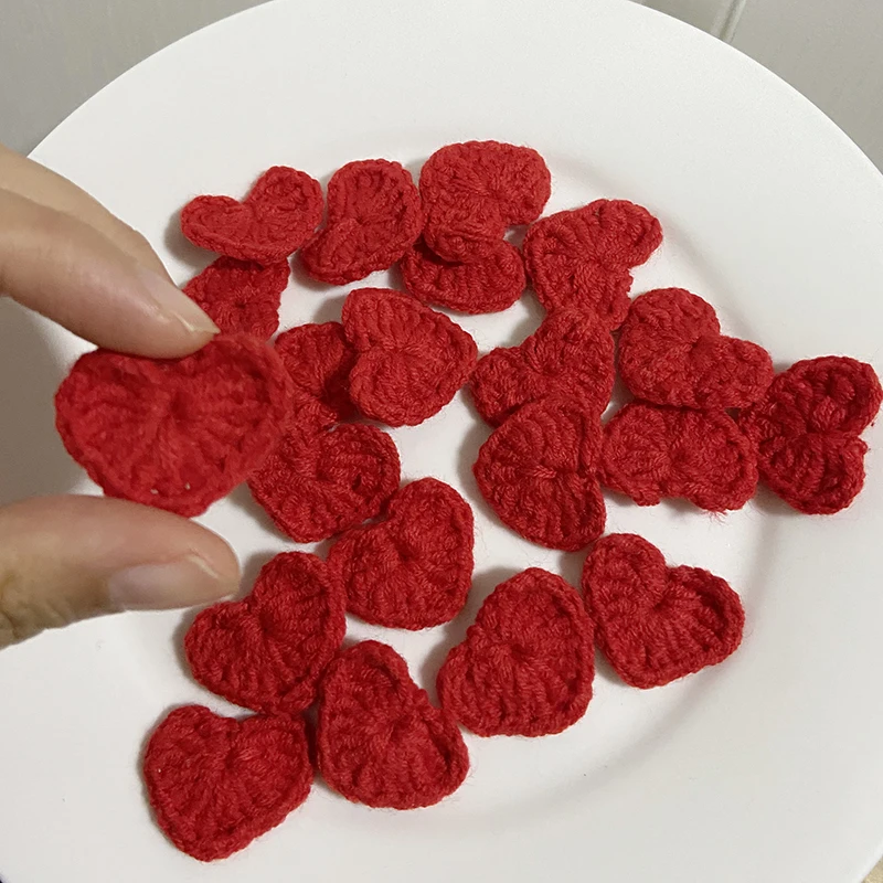 20PCS Crochet Hooked Hearts 3CM Cotton Thread Various Colors DIY Handmade Wool Hooked Sewing Supplies محك الخطاطاف 애심을 베풀다