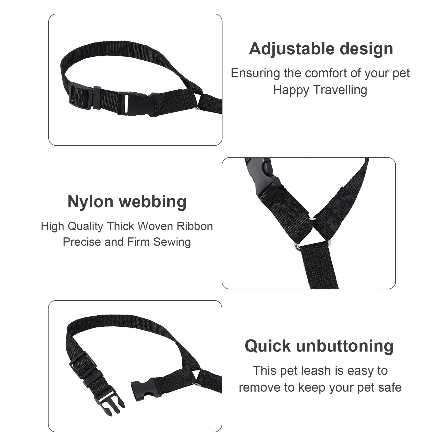 HIM-Dog Cat Pet Safety قابل للتعديل مقعد السيارة حزام لربط الحيوانات الأليفة المقود السفر كليب حزام الرصاص