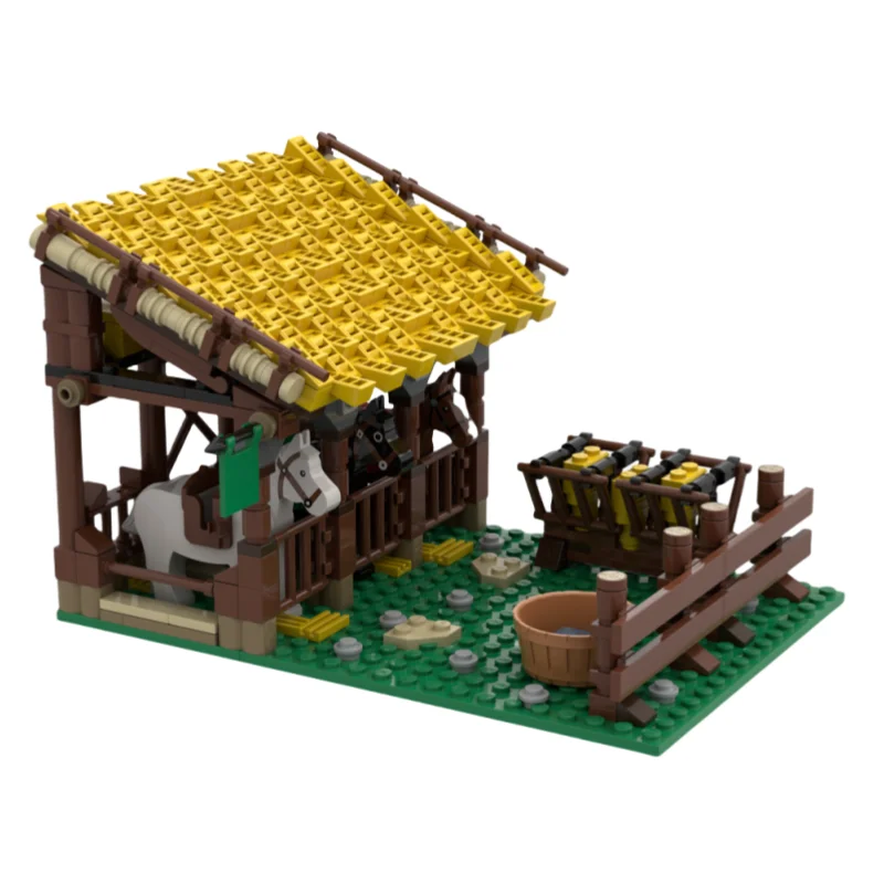 

MOC Medieval stable building model small particle matching toy building blocks decoration pieces 481pcs set