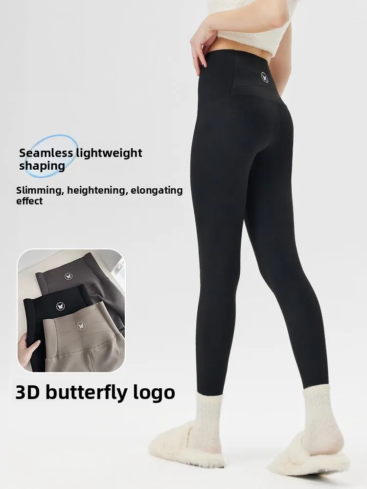 

Женские брюки из овчины для йоги, тонкие брюки с высокой талией на подкладке, длинные брюки для похудения с подтяжкой живота