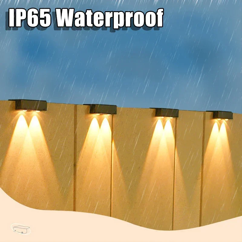 1/2/6 Pcs Outdoor Solar Wall Light Waterproof Fence Lamp Ultra Strong Spotlight Illumination for Garden Fence or Exterior Wall image 4