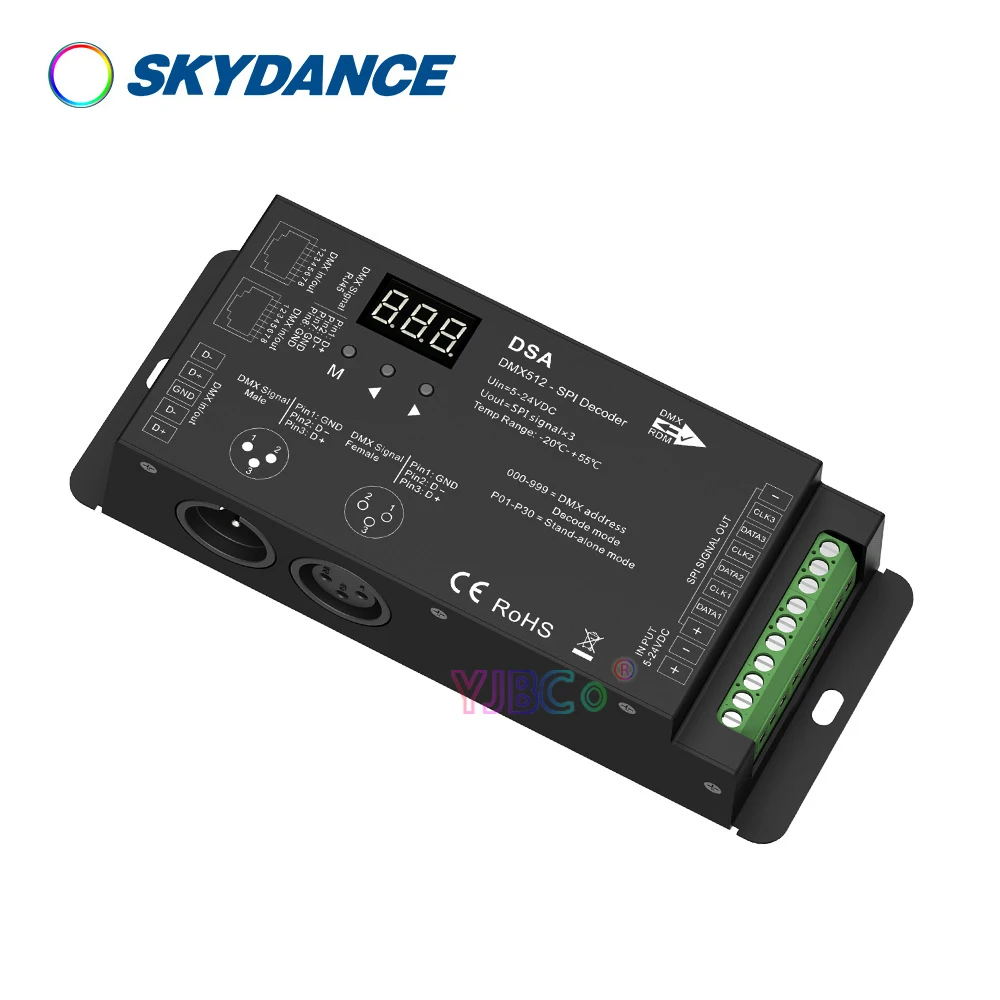 Skydance 5V-24V 12V DMX512 to SPI Decoder metal DMX signal converter IC RGB RGBW WS2812 WS2815 LED strip controller 2.4G remote