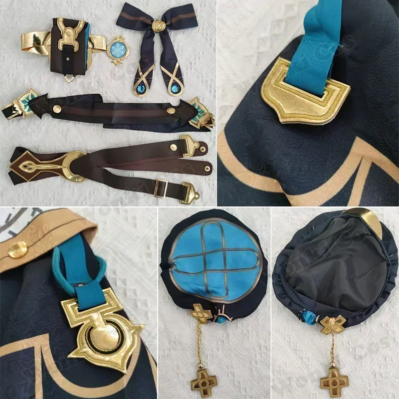 Freminet Costume Cosplay Parrucca Capelli Set completo Abiti Gioco Fontaine Freminet Scarpe Cosplay Stivali Costumi da festa
