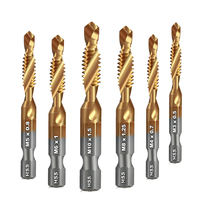 AMR Hex Shank Titanium Plated HSS Screw Thread Metric Tap Drill Bits Screw Machine Compound Tap M3 M4 M5 M6 M8 M10 Hand Tools
