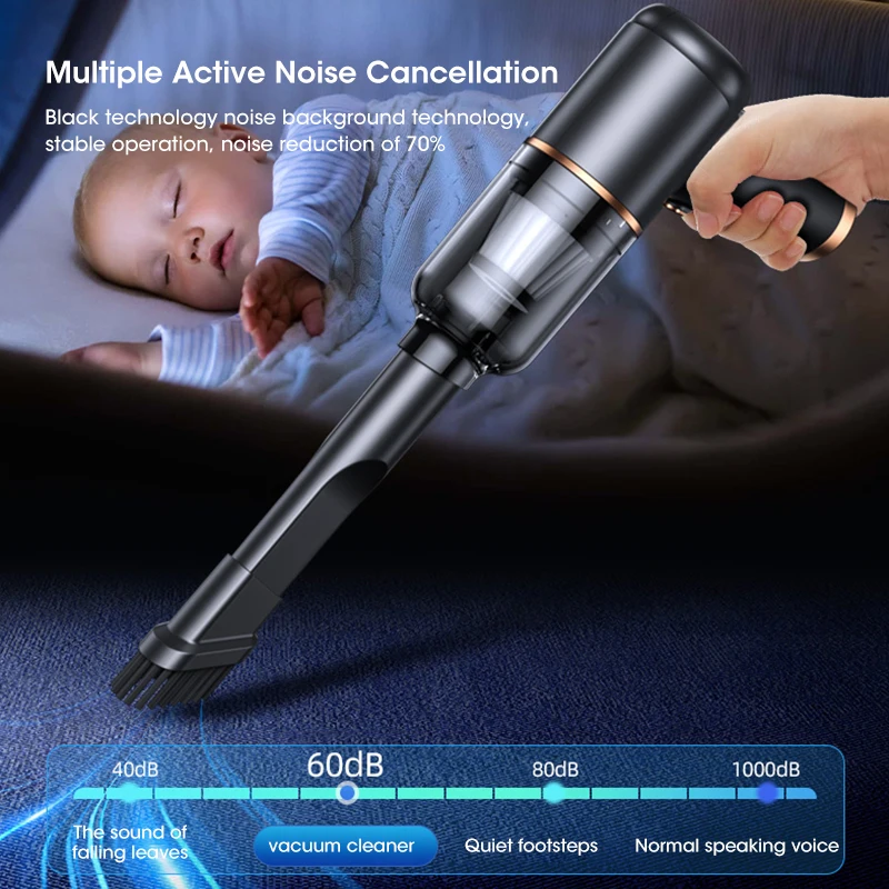 Car Vacuum Cleaner Multi Functional Wireless Vacuum Cleaner Convenient Handheld Vacuum Cleaner Type-C Low Noise Strong Suction