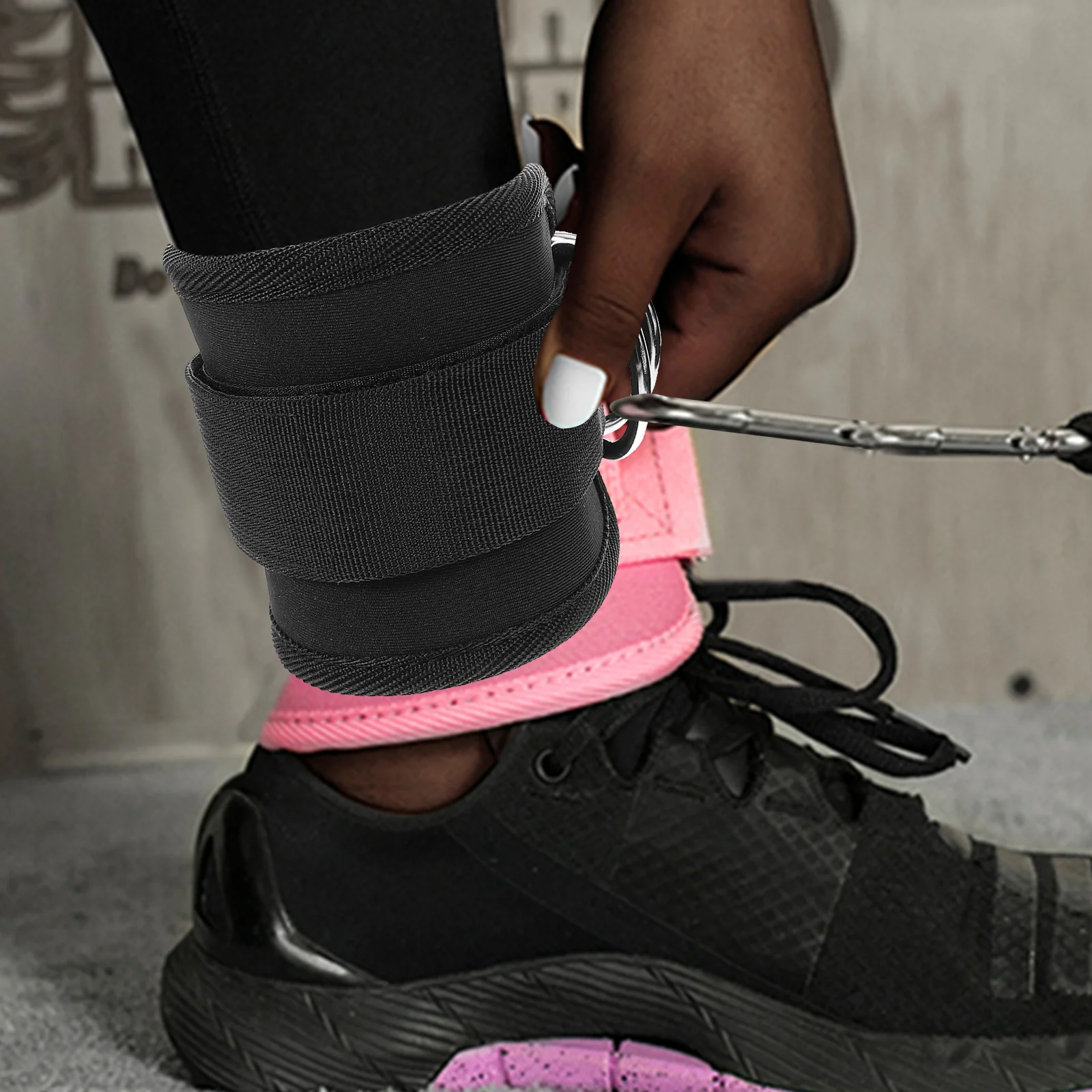 2 قطعة مرفقات الكاحل كابل لصالة الألعاب الرياضية أحزمة الكاحل القابلة للتعديل مع تصميم مشبك لتمارين الساق واللوت وتدريبات اللياقة البدنية