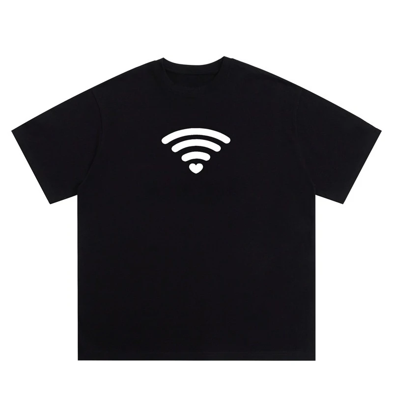 تي شيرت صيفي ممتع مطبوع عليه Wi-Fi عالي الجودة لعام 2025، عصري وغير رسمي مناسب لكل من الرجال والنساء بأكمام قصيرة #1