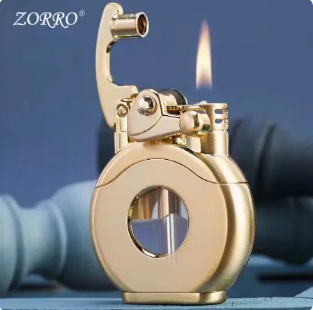 ZORRO   Creative Transparent Fuel Tank Visual Lighter Rocker Grinding Wheel Windproof Kerosene Lighter Cigarette Lighter