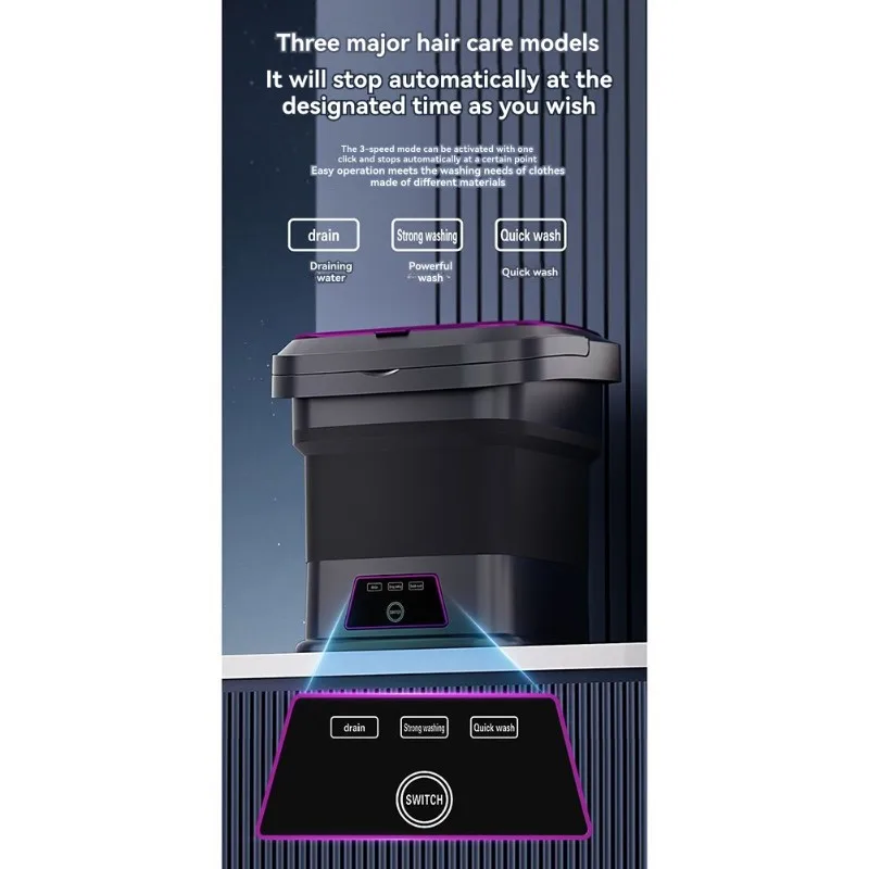 2027 New EU Plug Mini Automatic Washer Washing Machine-13L Folding Design Ideal For Baby Clothes, Underwear