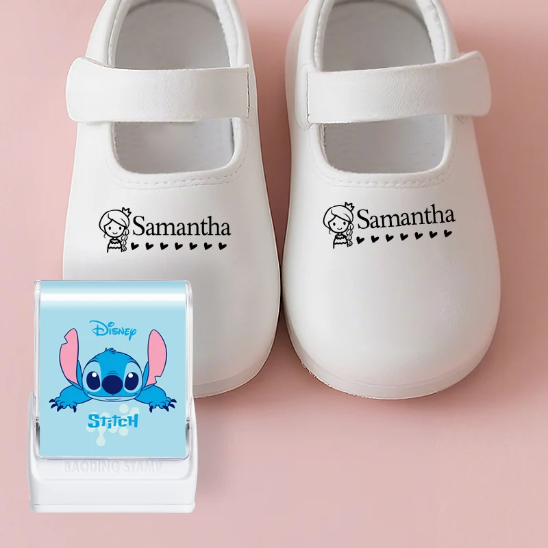 Tampon personnalisé avec nom Disney Stitch, pour fournitures scolaires, livres, tampon encreur lavable pour la rentrée scolaire et cadeau de noël