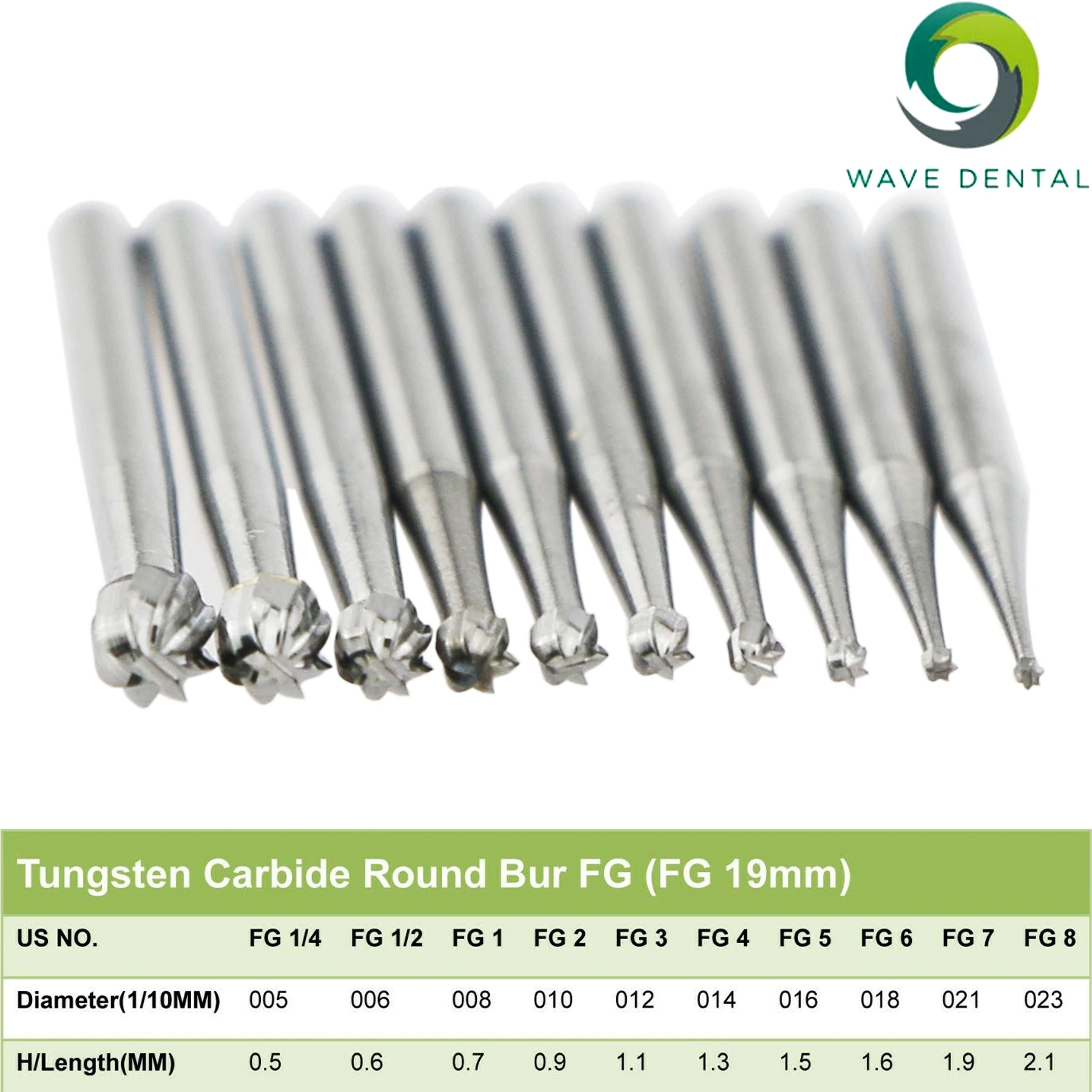 PRIMA WAVE Dental Strawberries Tungsten Carbide Burs Drill Bits Round Type FG Series for High Speed Handpiece Dia.1.6mm 5Pc/PacK