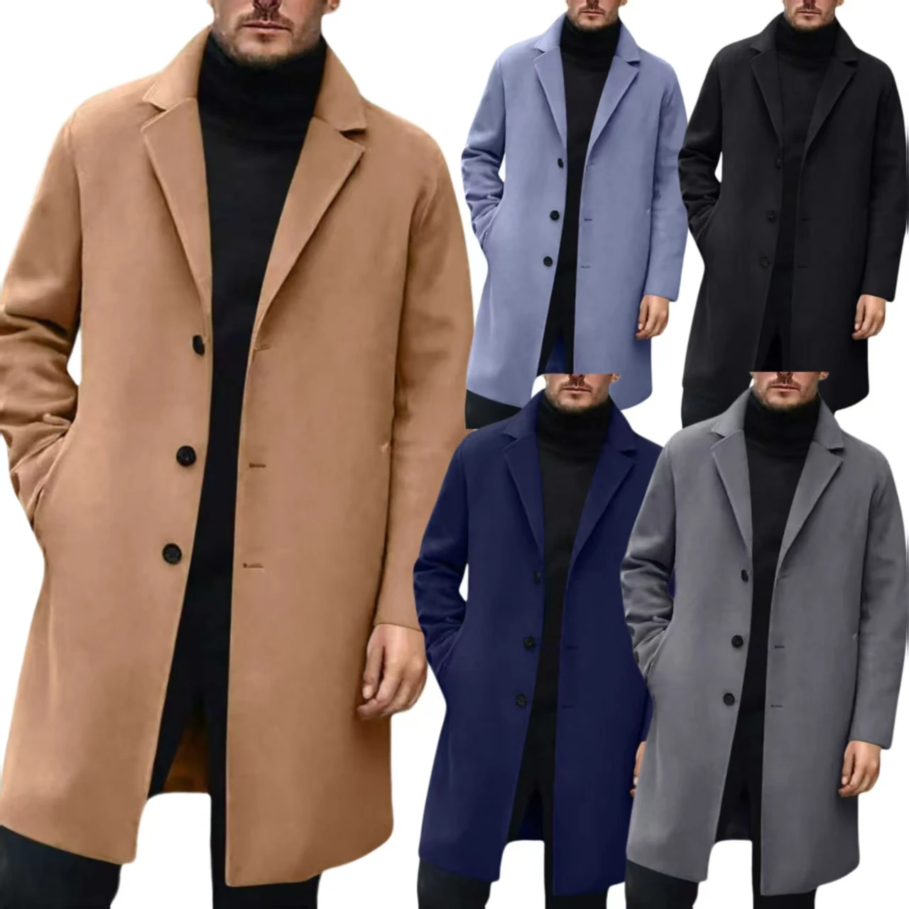 

Youthful Smooths Silhouette Winter Coat Trench Coats For Men Business Trench Long Jackets Men Leisure