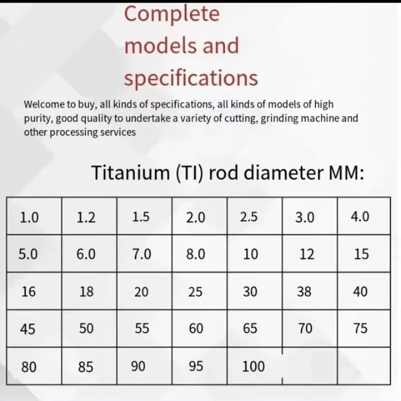 1PCS Ti99.9% high purity titanium rod Titanium rod TA1TA2 special scientific research Various sizes can be customized