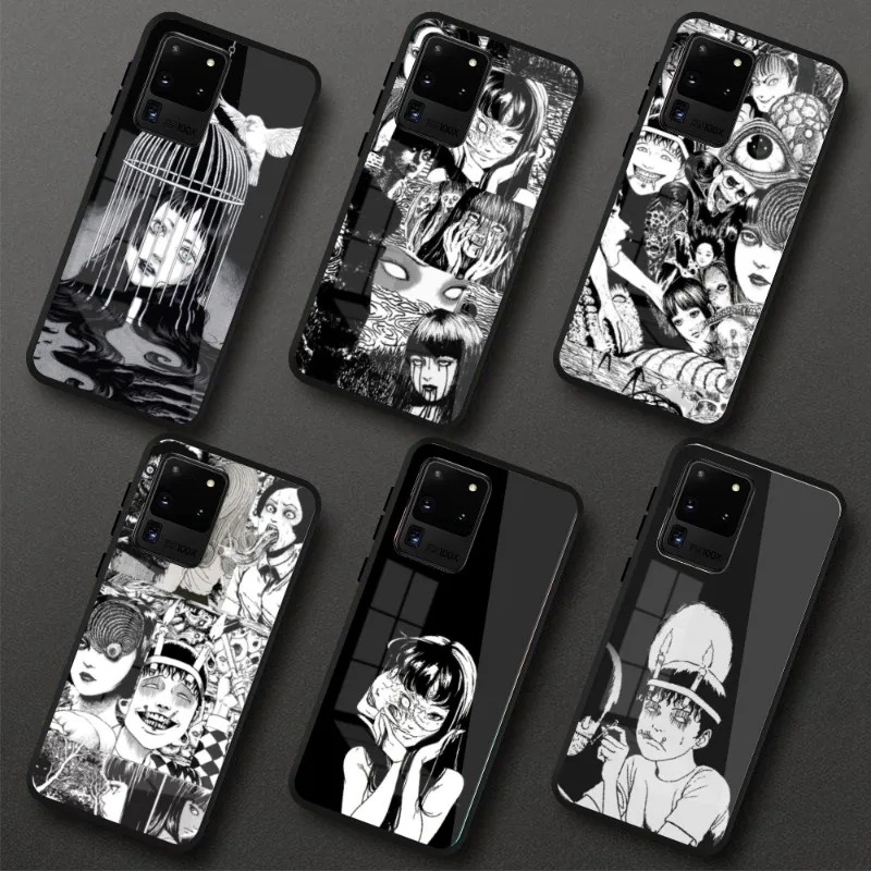 Junji ito Tomie Phone Case for Samung S23 S22 S21 Pro Ultra A13 A33 A53 NOTE 20 PC Glass Phone Funda Cover