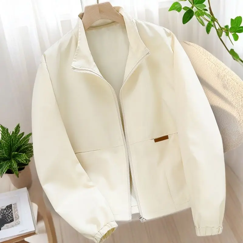 

Short Stand-up Collar Women's Spring Autumn New Casual Middle-aged Mother Jacket Top