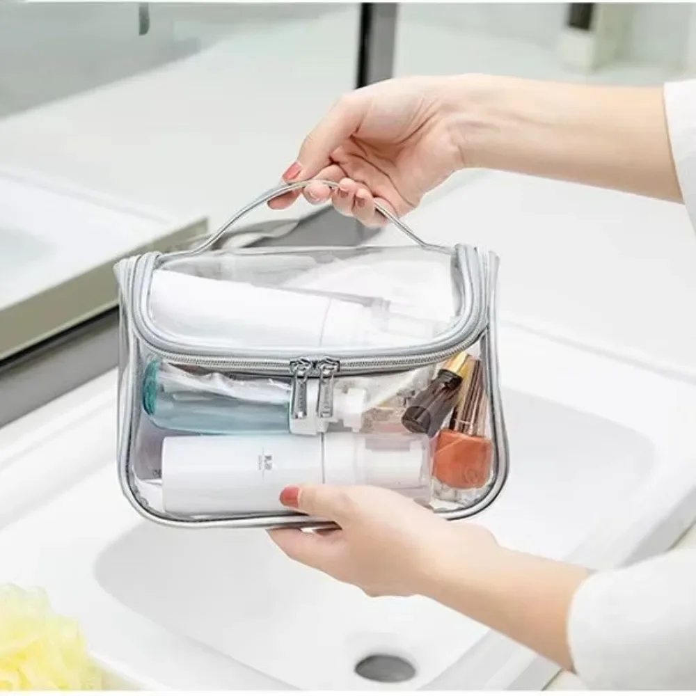 

PVC Travel Cosmetic Bag for Women, Transparent Zipper, Portable Makeup Bags, Girls Organizers, Bath Wash, Make Up 화장품 파우치