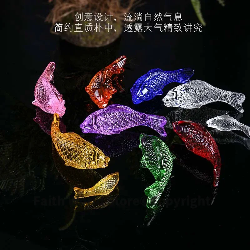 HOME Store mascot fishbowl decorative art Bring in wealth treasure Money good luck Fortune 7 color 3D crystal gold fish M